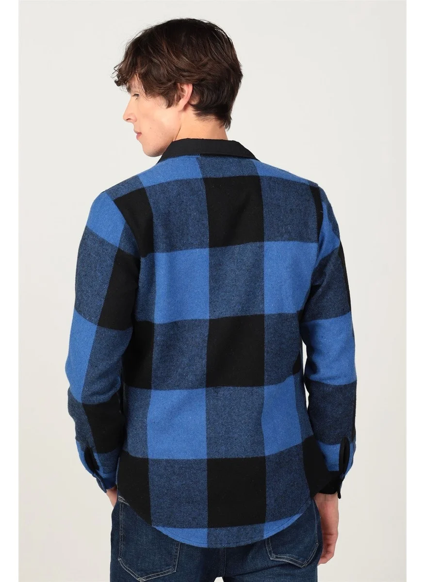 تودورس Slim Fit Long Sleeve Winter Lumberjack Zippered Pieced Men's Shirt