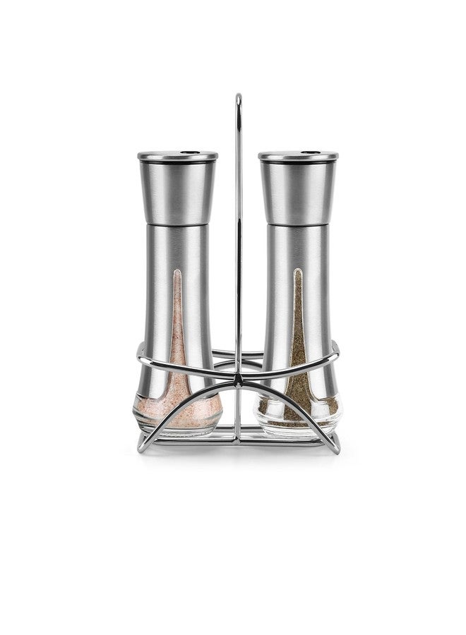 Aelga Salt and Pepper Shakers with Holder, Salt Shaker for the Kitchen with Adjustable Pour Holes for Himalayan, Kosher, and Sea Salts - Image 1