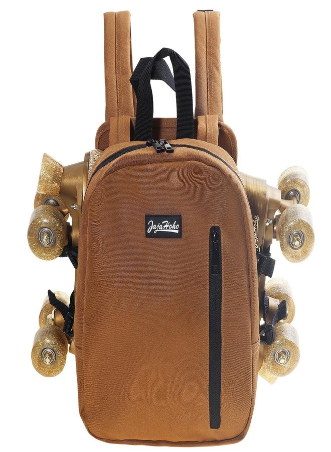 JajaHoho Roller skates bags for Women Men, Multi-functional Sports Backpack for Rollerskates, Ice skates, Inline skates, Skate Gear Storage, Durable and Stylish, 11 x 9 x 3 inches (Chestnut Brown) - Image 4