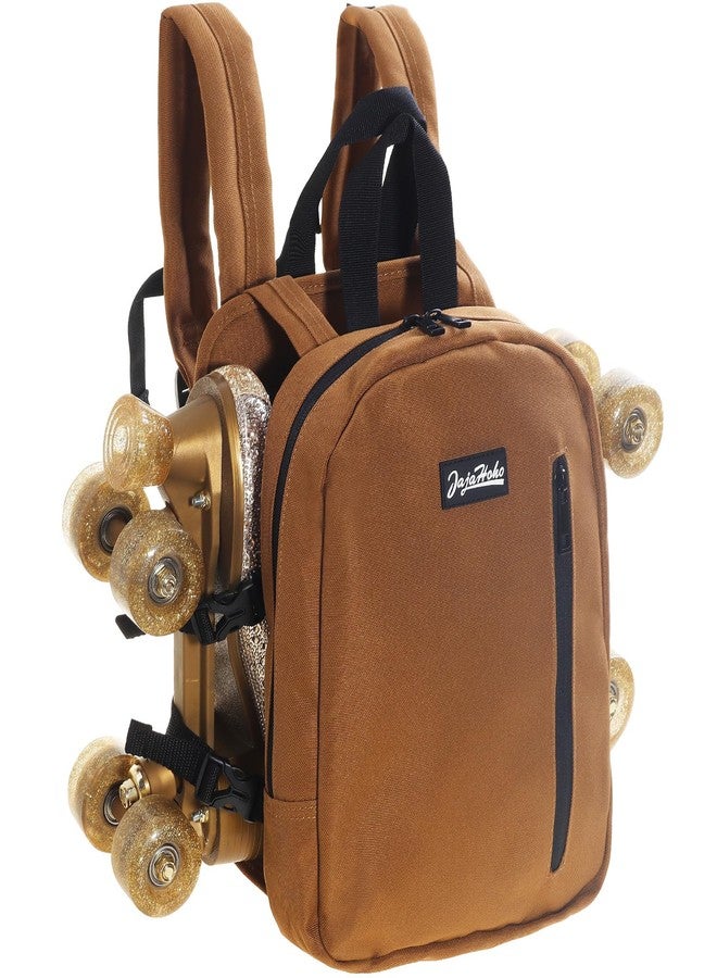 JajaHoho Roller skates bags for Women Men, Multi-functional Sports Backpack for Rollerskates, Ice skates, Inline skates, Skate Gear Storage, Durable and Stylish, 11 x 9 x 3 inches (Chestnut Brown) - Image 1