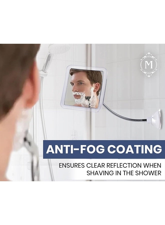 Mirrorvana Flexible Fogless Shower Mirror for Bathroom Shaving with Height Adjustable Gooseneck Extension, 360° Swivel and Upgraded Suction Cup - Shatterproof 6.3" x 6.3" Surface - Image 5