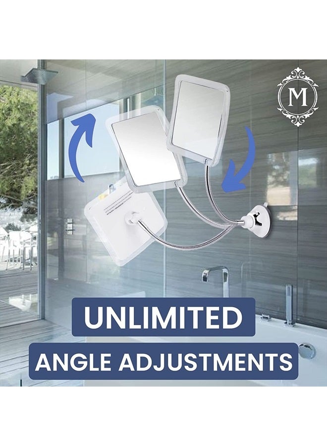 Mirrorvana Flexible Fogless Shower Mirror for Bathroom Shaving with Height Adjustable Gooseneck Extension, 360° Swivel and Upgraded Suction Cup - Shatterproof 6.3" x 6.3" Surface - Image 2