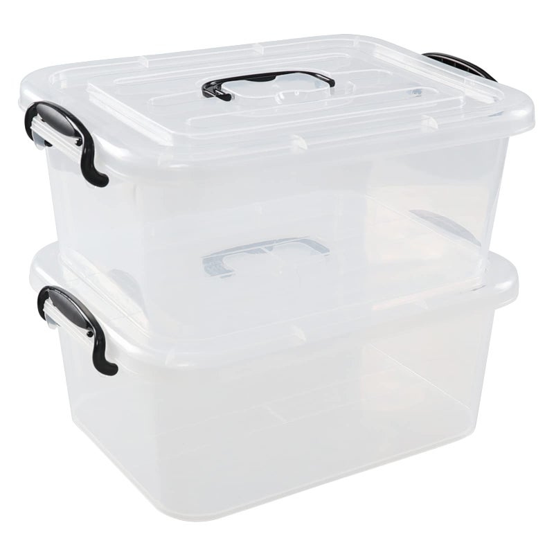 Buyitt 2Pack Plastic Storage Box with Lid 8 Quart Clear Storage Bin T