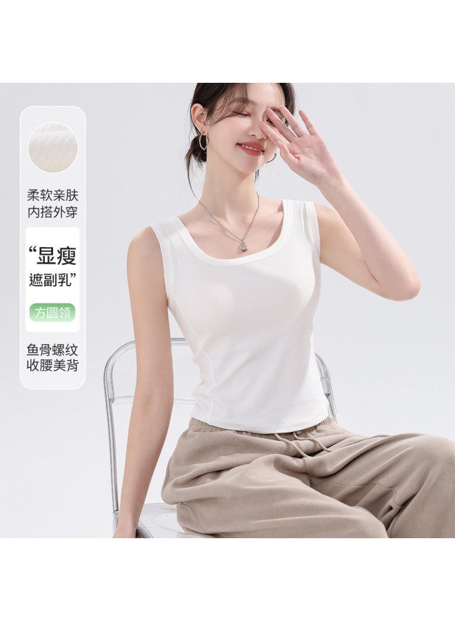 LANG SHA 2 Pieces [Fishbone Waist Shaping Slimming] Comfortable Skin-Friendly Versatile Commuting Slimming Camisole Undershirt For Women Spring Autumn - Image 4