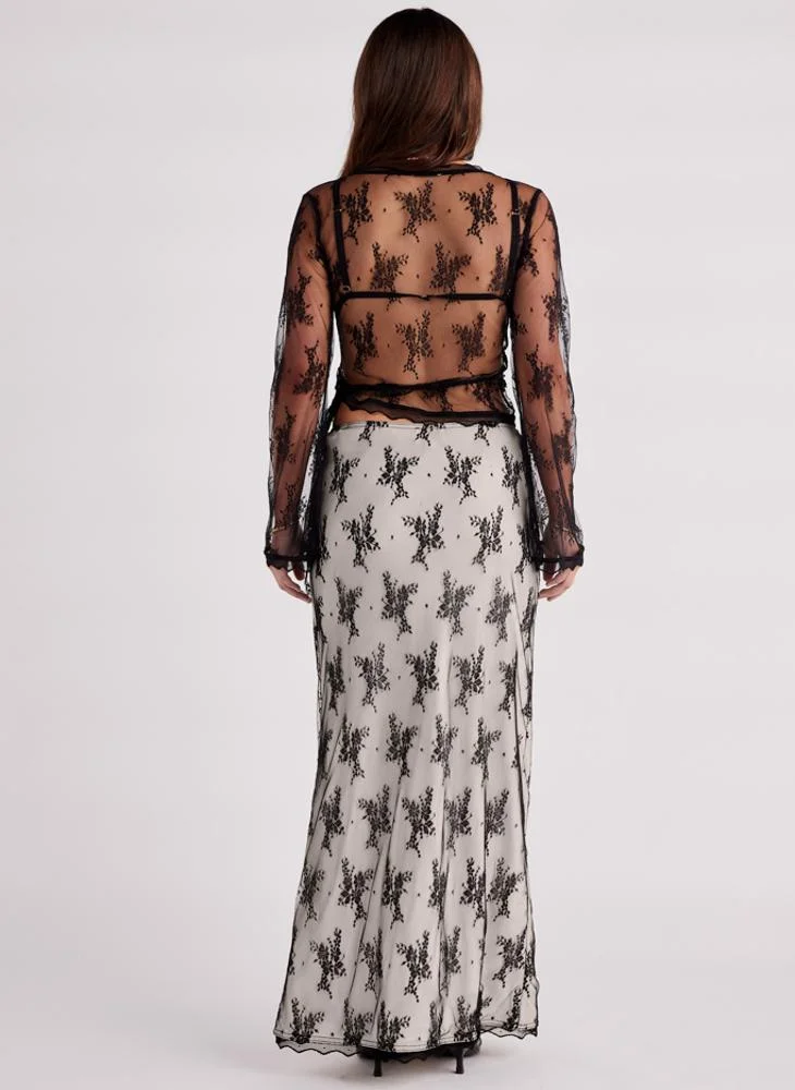 ساندايز Printed High Waist Skirt