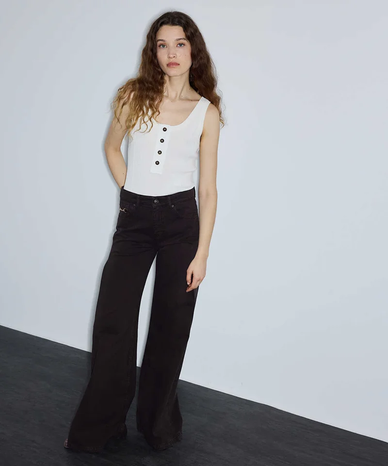 Wide-Leg Chain Jeans