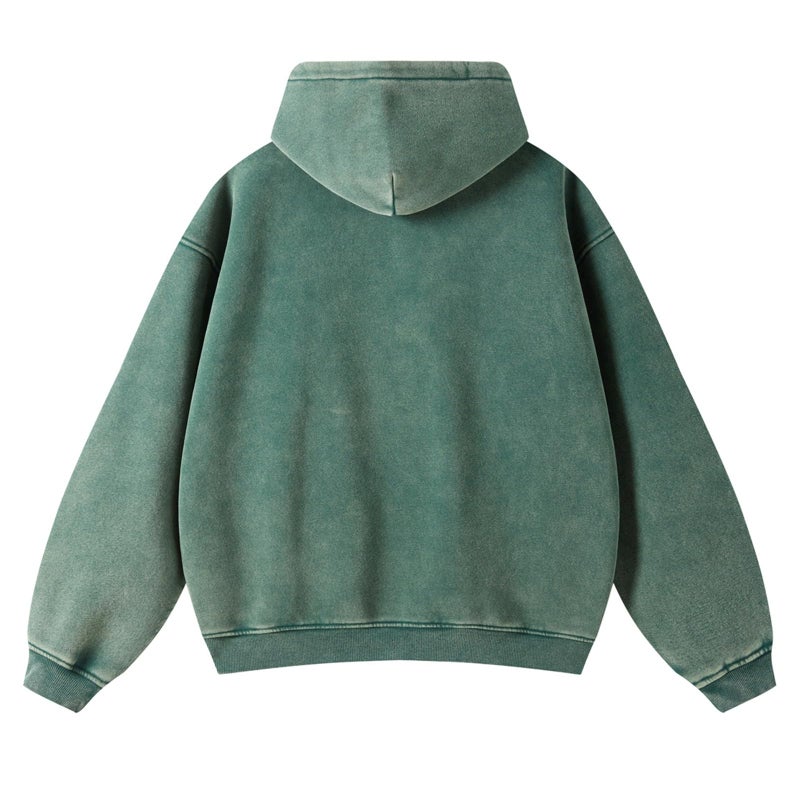 KEEPSHOWING Womens and Mens Zip Up Hoodies Long Sleeve Fall Oversized Sweatshirts Acid Wash Y2K Jacket with Pockets(Green M) - Image 4
