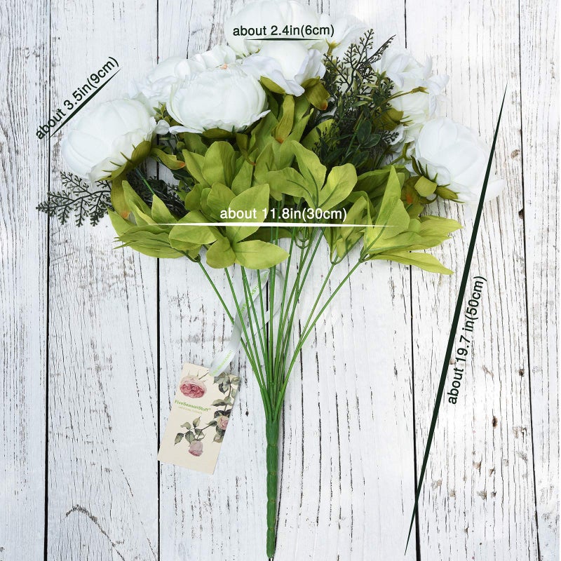 FiveSeasonStuff Vintage Artificial Peonies Silk Peony Flowers and Hydrangeas for Wedding Bridal Home DÃ©cor â€“ Beautiful Floral Centerpiece Arrangement Decoration with 2 Bouquets (Ivory White) - Image 5