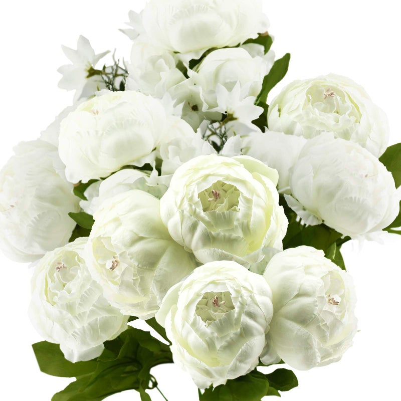 FiveSeasonStuff Vintage Artificial Peonies Silk Peony Flowers and Hydrangeas for Wedding Bridal Home DÃ©cor â€“ Beautiful Floral Centerpiece Arrangement Decoration with 2 Bouquets (Ivory White) - Image 1