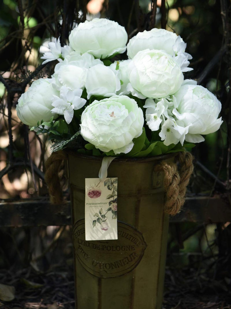 FiveSeasonStuff Vintage Artificial Peonies Silk Peony Flowers and Hydrangeas for Wedding Bridal Home DÃ©cor â€“ Beautiful Floral Centerpiece Arrangement Decoration with 2 Bouquets (Ivory White) - Image 2