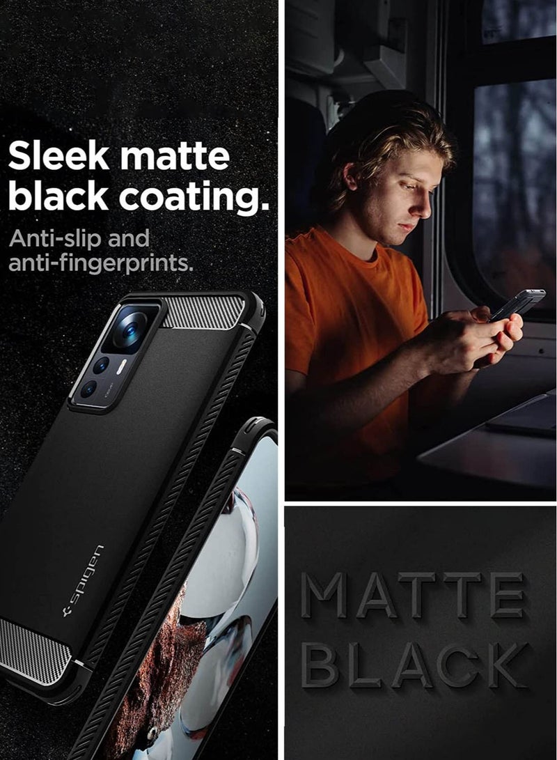 Spigen Rugged Armor for Xiaomi 12T and Xiaomi 12T Pro Case Cover - Matte Black - Image 3