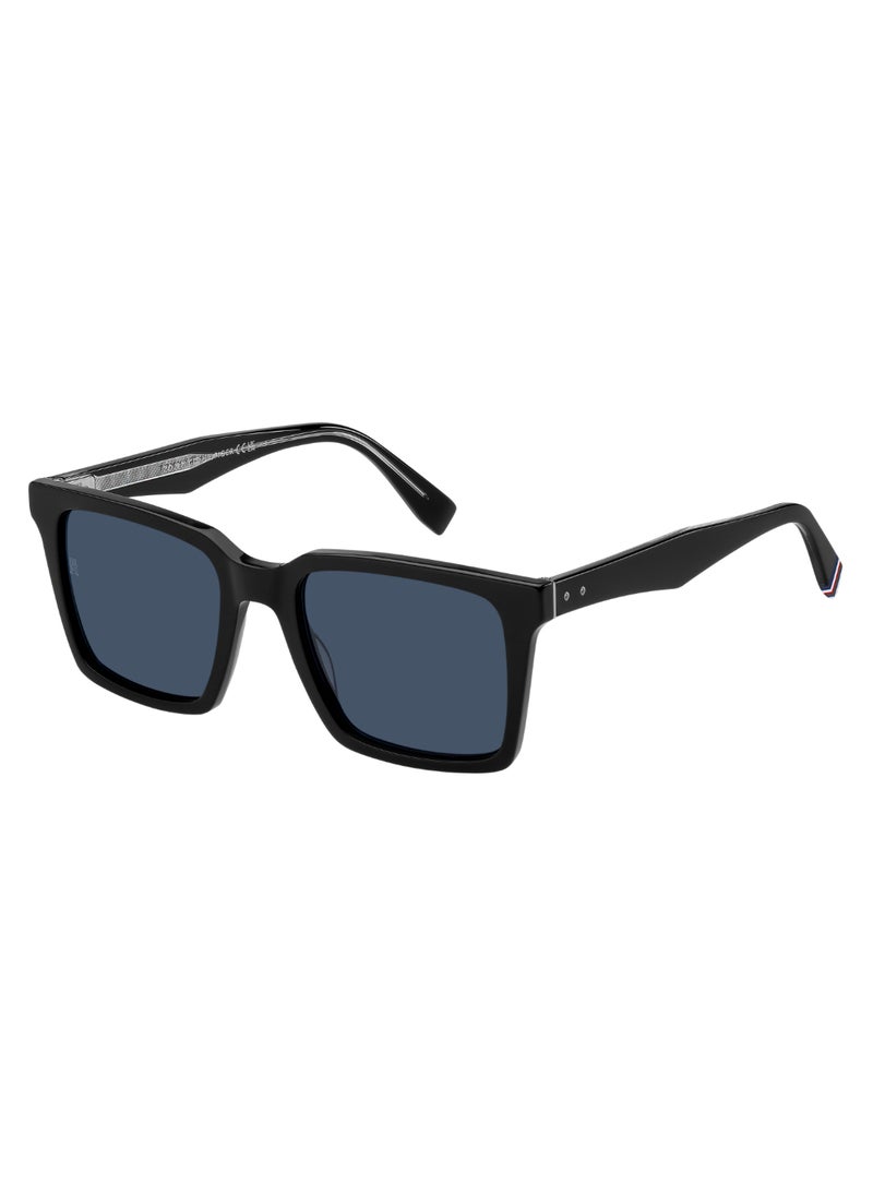 TOMMY HILFIGER Men's UV Protection Rectangular Shape Acetate Sunglasses TH 2067/S BLUE 45 - Lens Size: 44.5 Mm - Black  - Image 1