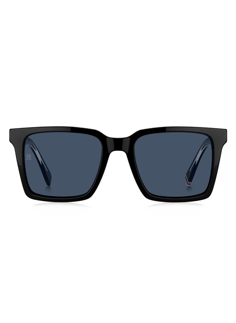 TOMMY HILFIGER Men's UV Protection Rectangular Shape Acetate Sunglasses TH 2067/S BLUE 45 - Lens Size: 44.5 Mm - Black  - Image 3