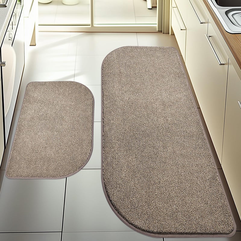 DOMUSTEX Washable Kitchen Rugs Set of 2 (24" x 35.5" + 24" x 59"), Non Slip Kitchen Mats for Floor, Absorbent Indoor Entryway Runner Rugs for Laundry, Bathroom, Door, Bedroom (Roll Packing) - Image 1