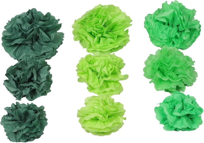 كرات ورقية خضراء 21 قطعة زينة حفلات قابلة لإعادة الاستخدام لحفلات أعياد الميلاد والتخرج والمهرجانات - Image 1