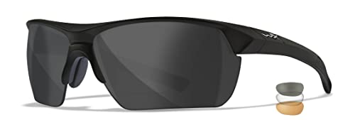 Wiley X Guard Advanced Sunglasses, ANSI Z87 Safety Glasses for Men and Women, UV Eye Protection for Shooting and Hunting Matte Black Frames, Changeable Grey, Clear, and Light Rust Tinted Lenses - Image 1