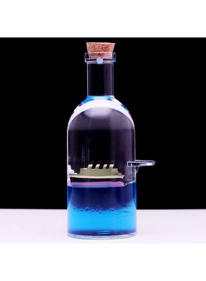 Unsinkable ship model submerged in liquid – calming desk decor – interactive oil and water toy – car and home decoration – unique gift - Image 3