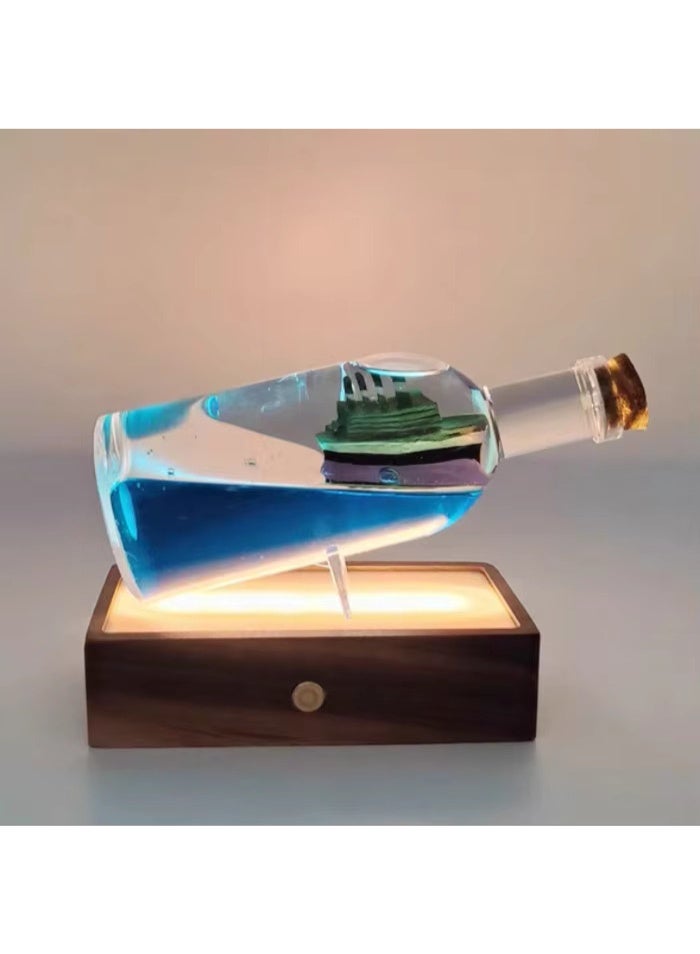 Unsinkable ship model submerged in liquid – calming desk decor – interactive oil and water toy – car and home decoration – unique gift - Image 4