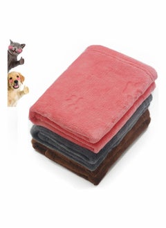 Y&D 3 Pcs Pet Flannel Blankets Super Soft Fluffy Premium Fleece Bed Blanket Cat Paw Kitten Cute Print for Dog Puppy Pink and Grey Small  - Image 1