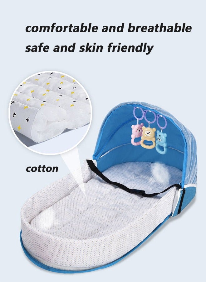 NIBEMINENT Portable Baby Bed Travel Bassinet with Mosquito Net and Awning, Foldable Infant Crib, 0-12 Months Baby Cots  - Image 5