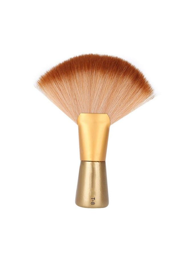 Oumij فرشاة تنظيف الرقبة الناعمة الكبيرة على شكل مروحة لمصففي الشعر وصالونات التجميل - فرشاة ذهبية طويلة لتنظيف الشعر والوجه وأدوات قص الشعر لتنظيف الوجه وشعر الرقبة - Image 2