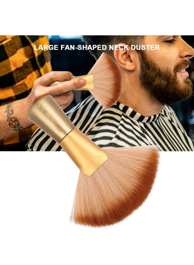 Oumij فرشاة تنظيف الرقبة الناعمة الكبيرة على شكل مروحة لمصففي الشعر وصالونات التجميل - فرشاة ذهبية طويلة لتنظيف الشعر والوجه وأدوات قص الشعر لتنظيف الوجه وشعر الرقبة - Image 5