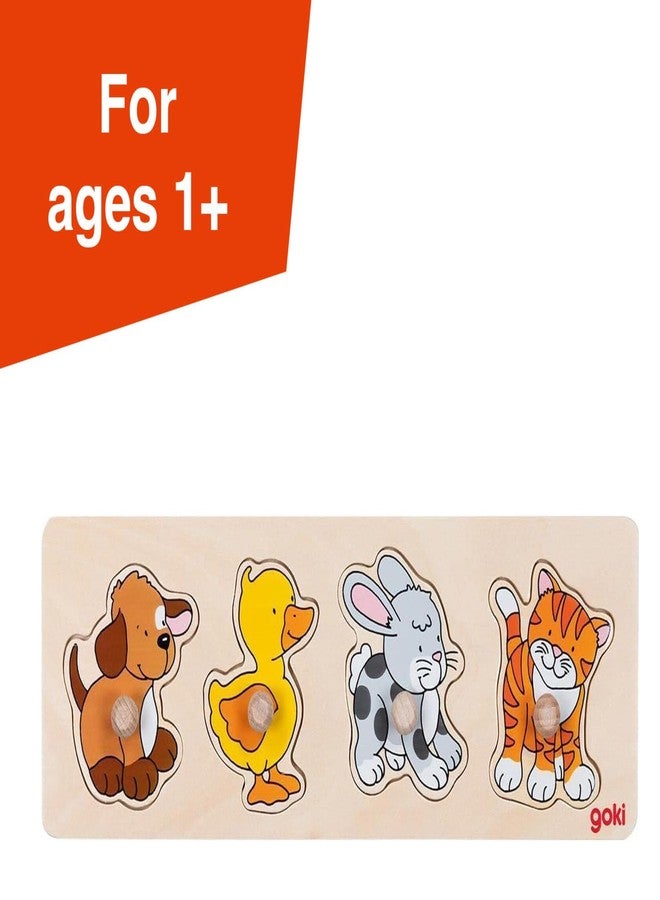 GOKI Wooden Peg Puzzle for Toddlers - Montessori Inspired Learning Toys for Toddlers I Farm Animals Knob Puzzle Ages 1+ Develops Fine Motor Skills and Shape Recognition I Designed with Love in Germany - Image 5