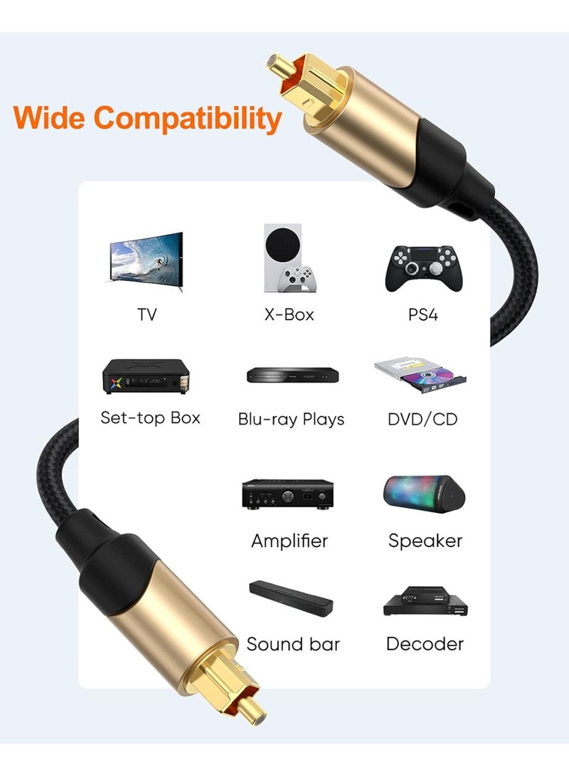 igeekwell 6FT Optical Audio Cable, Toslink Cable Male to Male Digital Optical Audio Cable with Gold Plated for Home Theater, Sound Bar, TV, Xbox, VD/CD Player, Blu-ray Player, Game Console&More，（1.8 M,2 PACK） - Image 5