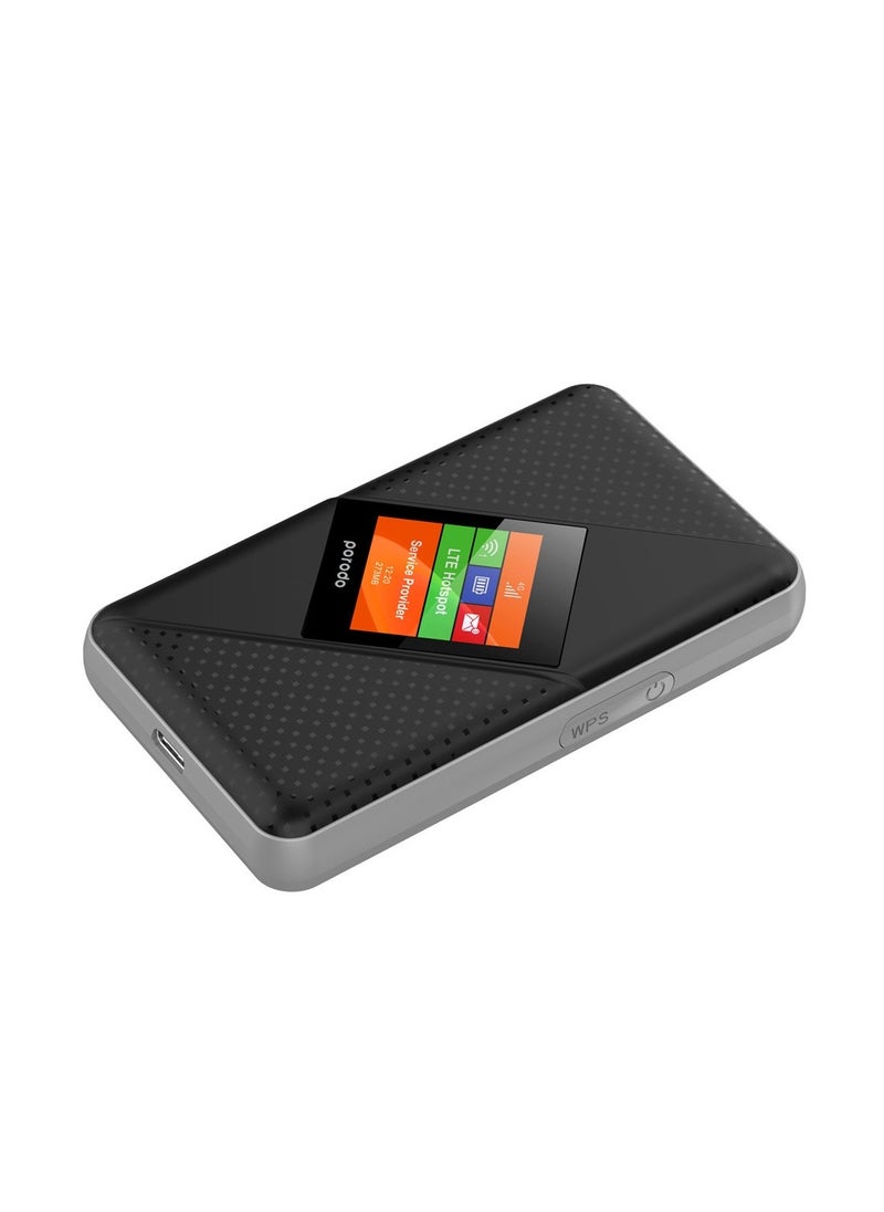 porodo - Portable Router CAT4 V2 / 4G / LTE High-Speed Pocket Router / Connect Up To 10 Devices /40M Signal Distance /Secure Connection/ Travel Friendly - Black - Image 1