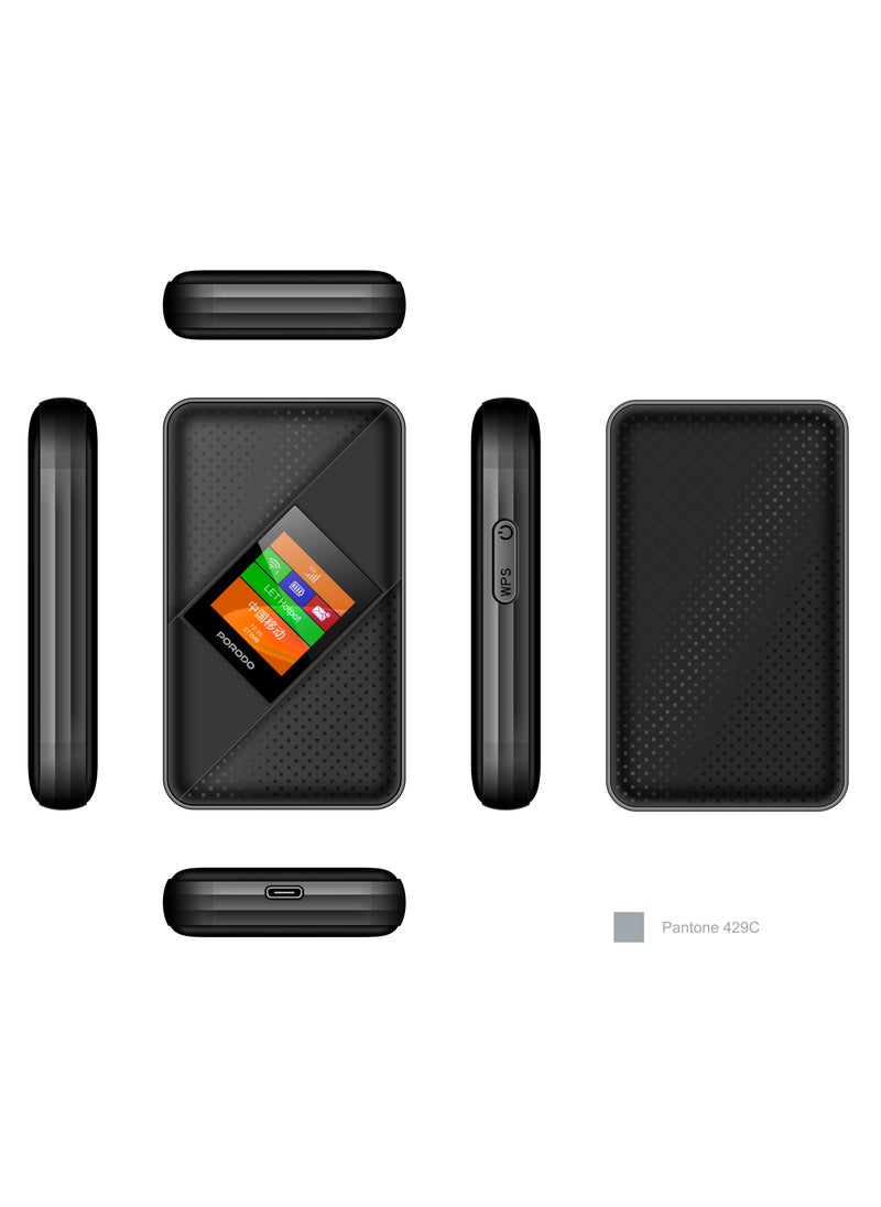 porodo - Portable Router CAT4 V2 / 4G / LTE High-Speed Pocket Router / Connect Up To 10 Devices /40M Signal Distance /Secure Connection/ Travel Friendly - Black - Image 1