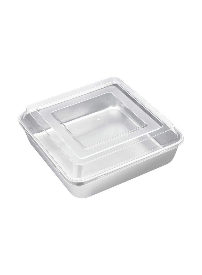 إي-فار صينية خبز مربعة من إي-فار مقاس 8 × 8 بوصة مع غطاء، صينية كيك براوني مربعة من الفولاذ المقاوم للصدأ، مناسبة لفرن الخبز المحمص، غير سامة وصحية، سهلة التخزين وآمنة للاستخدام في غسالة الأطباق - قطعتان (صينية واحدة + غطاء واحد) - Image 1