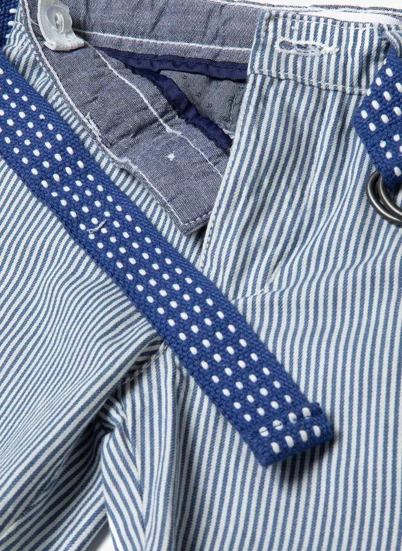 مينوتي Kids Boys Belted Striped Denim Short