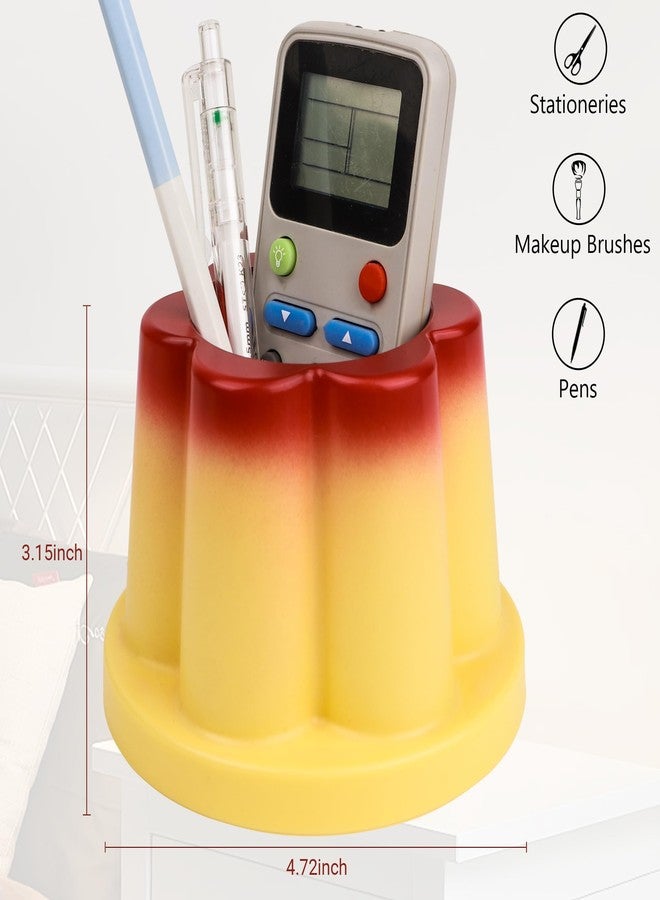 Umbrotiger Pudding Pen Holder Cute Makeup Brush Organizer & Dessert-Themed Desk Decor for Home Office Vanity & Artists Therapeutic Gift Jar - Image 2