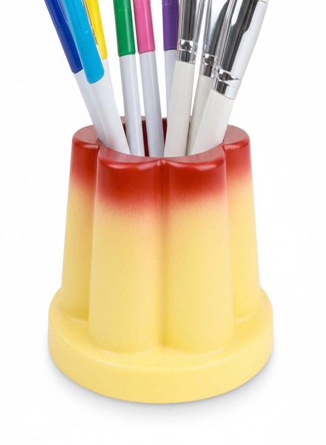 Umbrotiger Pudding Pen Holder Cute Makeup Brush Organizer & Dessert-Themed Desk Decor for Home Office Vanity & Artists Therapeutic Gift Jar - Image 1