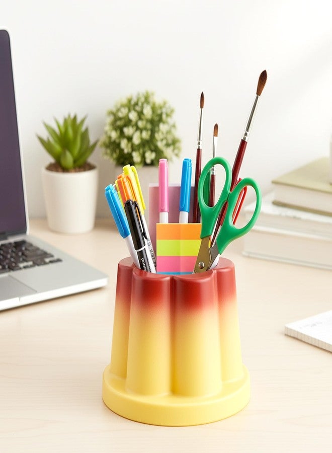 Umbrotiger Pudding Pen Holder Cute Makeup Brush Organizer & Dessert-Themed Desk Decor for Home Office Vanity & Artists Therapeutic Gift Jar - Image 5