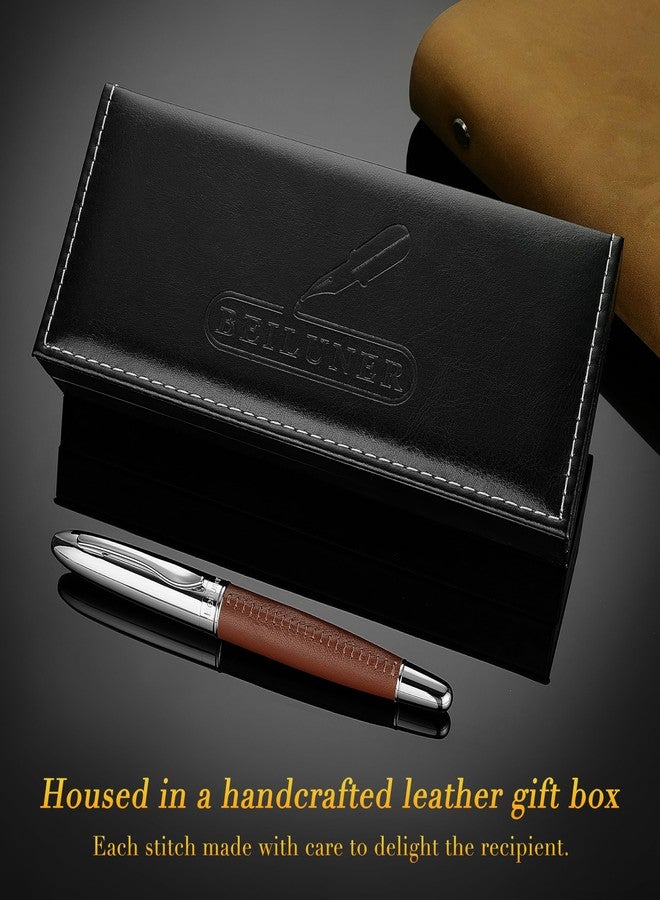 BEILUNER 318 Luxury Leather Pen, Hand-Stitched Premium Leather, Chrome-Plated Finish, Schmidt Ink Refill, Fancy Rollerball Pen Gift Set for Men & Women, Executive Writing, Nice Designer pen - Image 5
