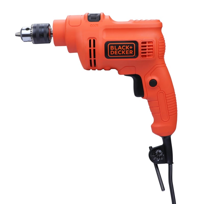 BLACK+DECKER KR5010 550W 10mm 2800 RPM Corded Single Speed Hammer Drill Driver Machine For Home & DIY Use for drilling into masonry, steel and wood, 1 Year Warranty, ORANGE & BLACK - Image 4