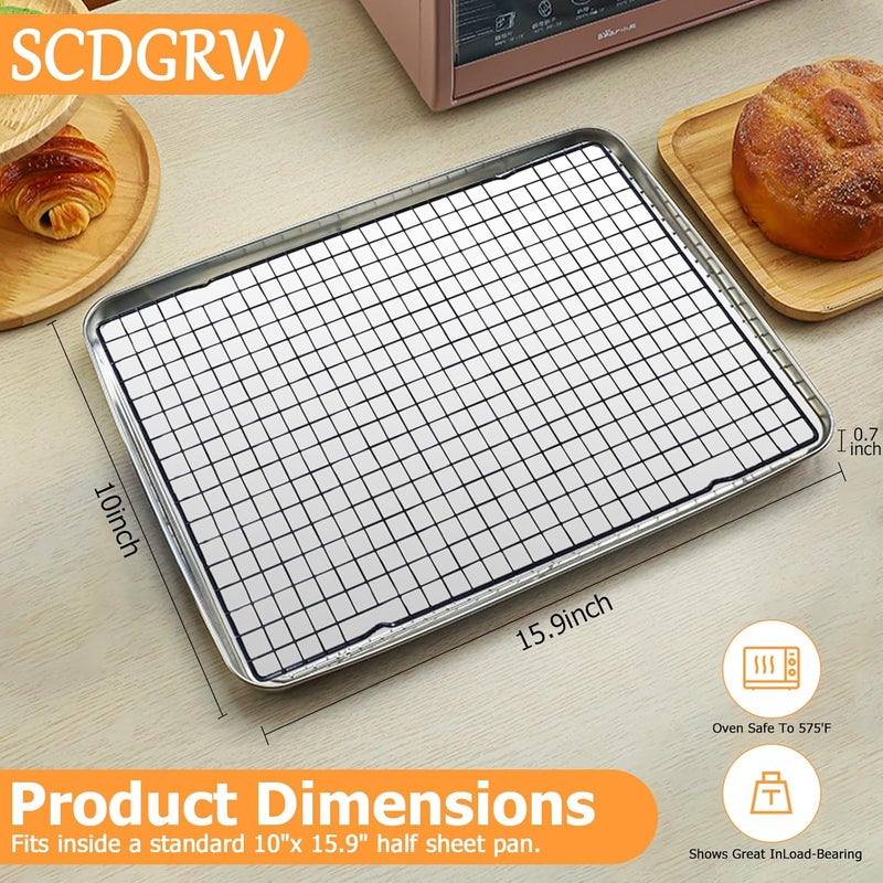 SCDGRW 5PCS Cooling Racks for Cooking and Baking 10" x 16" Wire Rack Baking Rack, Cookie Rack, Heavy Duty Stainless Steel Wire Rack for Grilling, Roasting, Cooking, Drying - Image 4