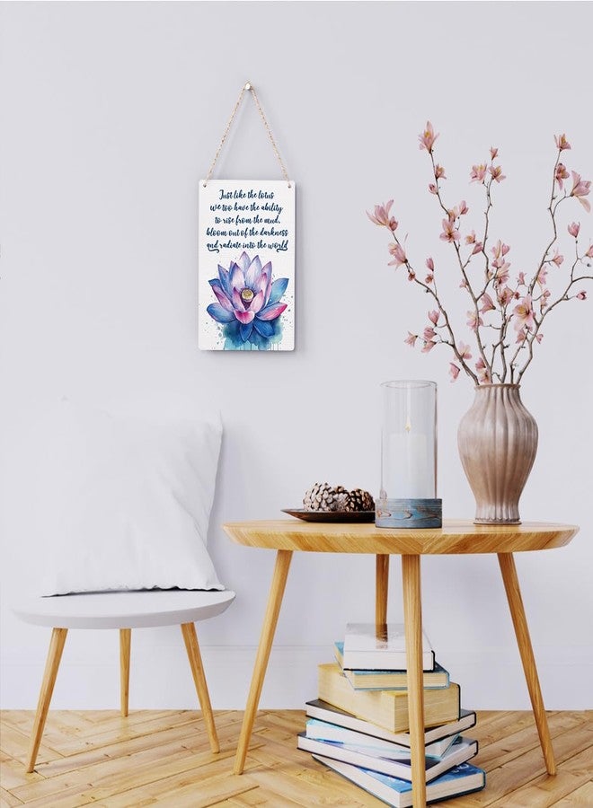 BELLOWDEER Inspirational Wall Art Just Like a Lotus We Too Have the Ability to Rise Wooden Hanging Sign Motivational Gifts Rustic Lotus Flower Wall Decor for Home Office Nursery Bedroom Decoration 8x10 Inches - Image 2