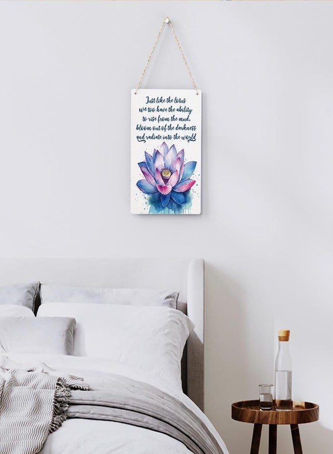 BELLOWDEER Inspirational Wall Art Just Like a Lotus We Too Have the Ability to Rise Wooden Hanging Sign Motivational Gifts Rustic Lotus Flower Wall Decor for Home Office Nursery Bedroom Decoration 8x10 Inches - Image 3