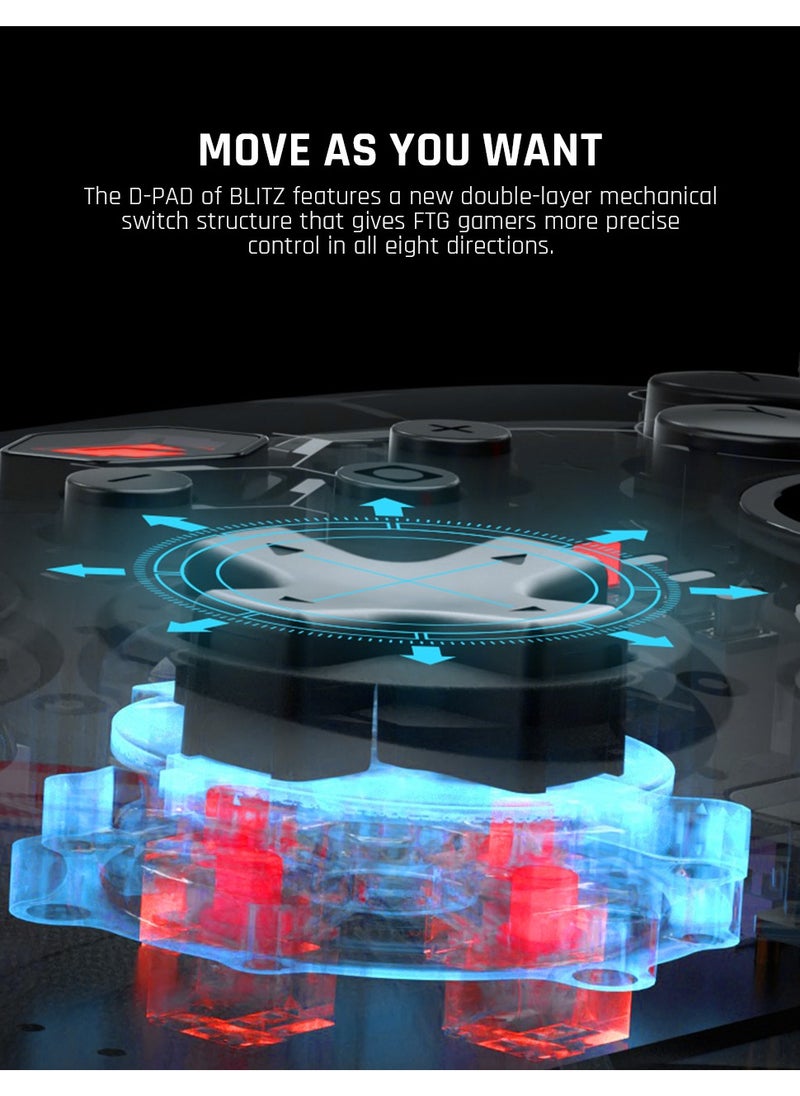 Professional Wireless Gamepad BIGBIGWON BLITZ C2 Pro Gaming Controller 0 Deadzone Joystick One-Button Wake Up 1000mAh Battery 6-Axis Gyroscope NFC 2.4G Bluetooth Wired connected for Switch / PC /Android / iOS with RGB Charging Stand