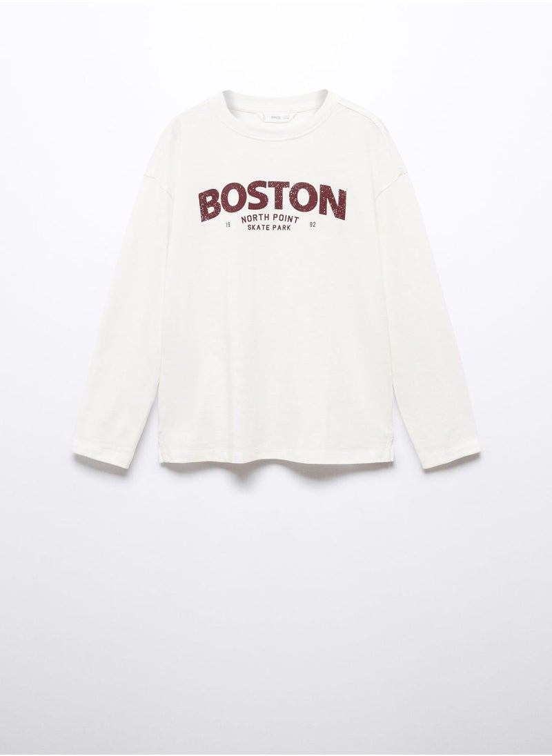 MANGO - Kids Text Crew Neck T-Shirt - Image 1