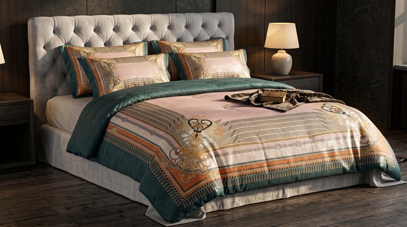 HOMETOPIA King Size 6 Piece Bedding Set Designer Hand Drawn Print Comforter Set Cooling Breathable Soft Stretch Fabric Luxury Duvet Set for AC Room - Image 3