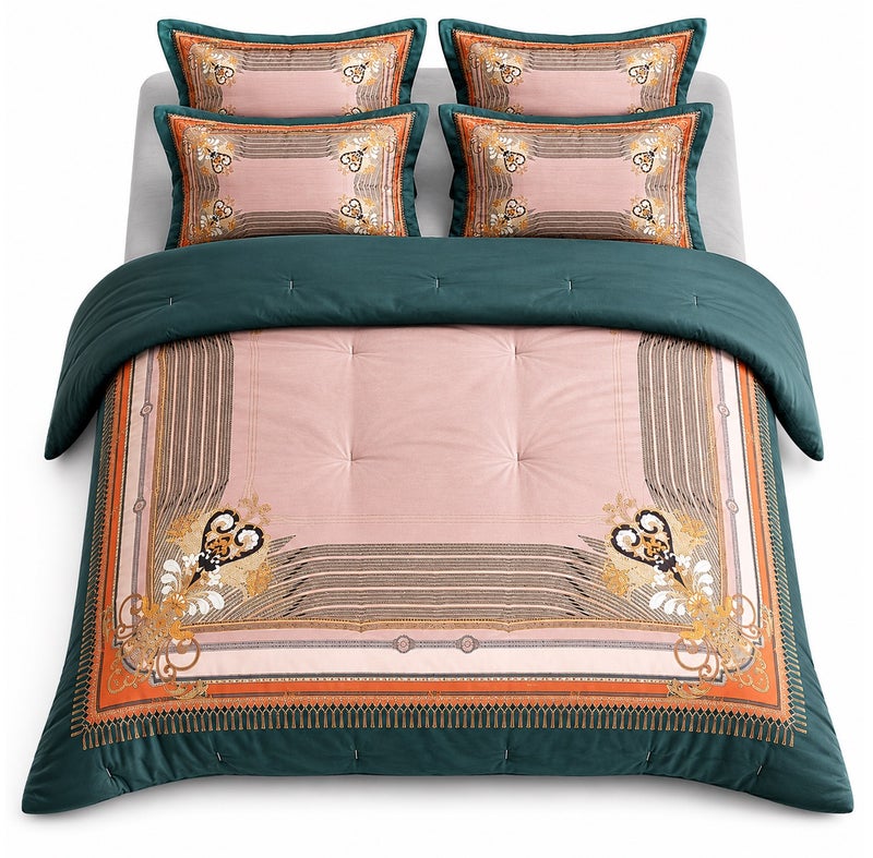 HOMETOPIA King Size 6 Piece Bedding Set Designer Hand Drawn Print Comforter Set Cooling Breathable Soft Stretch Fabric Luxury Duvet Set for AC Room - Image 2