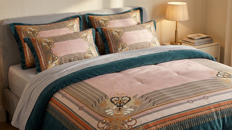 HOMETOPIA King Size 6 Piece Bedding Set Designer Hand Drawn Print Comforter Set Cooling Breathable Soft Stretch Fabric Luxury Duvet Set for AC Room - Image 4