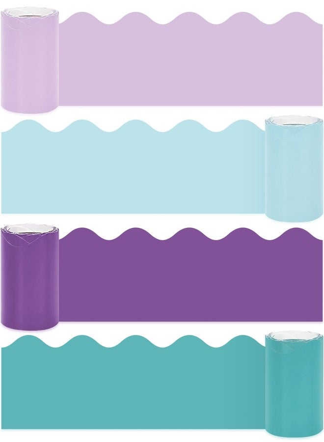 Whaline 65.6ft Purple Blue Bulletin Board Borders 4 Rolls Purple Blue Die-Cut Bulletin Board Trim for School Classroom Office Chalkboard Decoration - Image 1