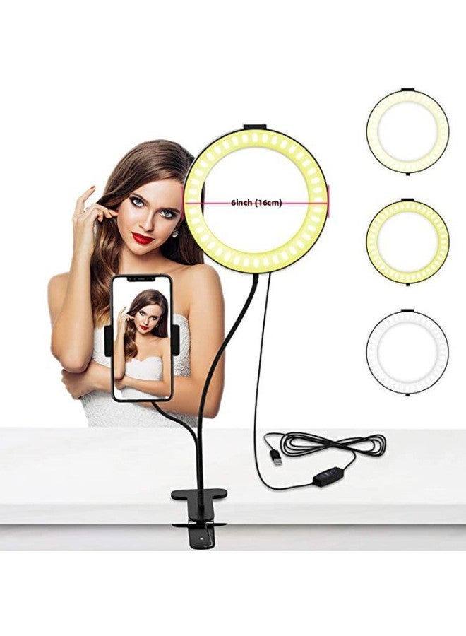 LED Live Light 6-inch Anchor Beauty Tender Skin Photo Ring Lamp Clip Hose Learning Eye Lamp Factory-Specification:Black 6inch  - Image 3