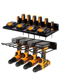XiuWoo 2 Pack Wall Mount Power Metal Tool Organizer Storage Rack, Drill Holder, Floating Cordless Power Tool Storage Rack, Tool Storage Shelving, Home Storage Rack  - Image 1