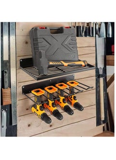 XiuWoo 2 Pack Wall Mount Power Metal Tool Organizer Storage Rack, Drill Holder, Floating Cordless Power Tool Storage Rack, Tool Storage Shelving, Home Storage Rack  - Image 2