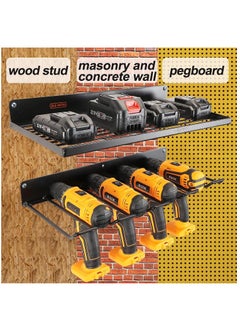 XiuWoo 2 Pack Wall Mount Power Metal Tool Organizer Storage Rack, Drill Holder, Floating Cordless Power Tool Storage Rack, Tool Storage Shelving, Home Storage Rack  - Image 5